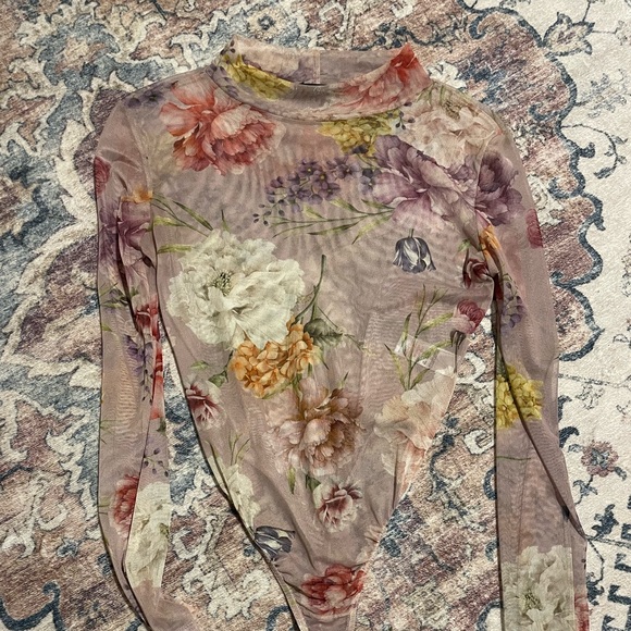 Missguided Multicolor Floral Mesh Bodysuit - Picture 1 of 3